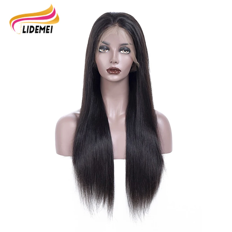 

Lidemei Hair Free Shipping Natural Black Virgin Cuticle Aligned Human Hair Wig 150% Density 13x4 Transparent Lace Front Wig