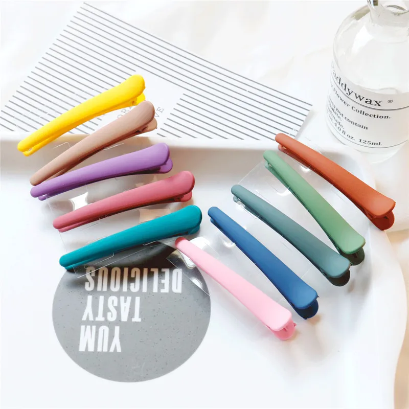 

OUYE Macaron Color INS Wind Frosted Rubber Color Word Clip Bangs Clip Makeup Duckbill Clip Hairpin Hair Accessories Women, Colorful