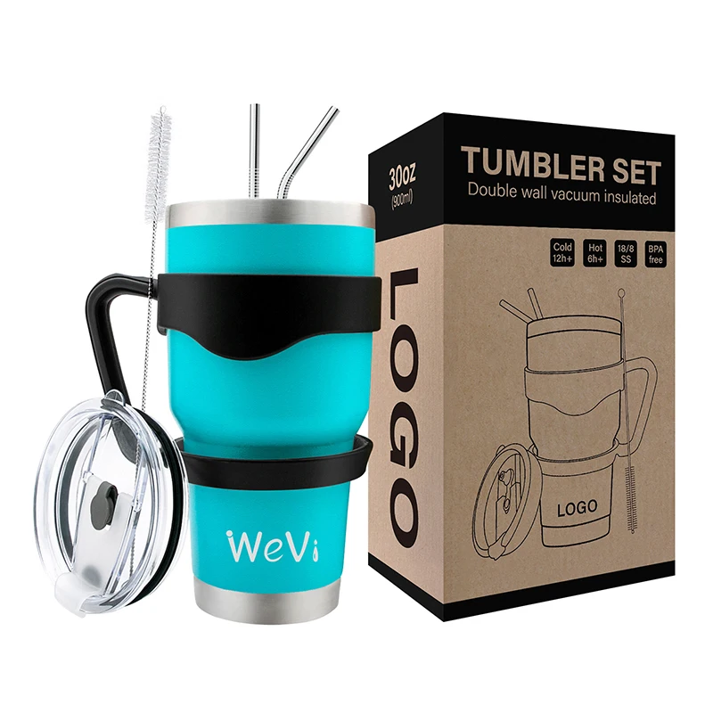 
WeVi wholesale 20oz 30oz double walled vacuum insulated stainless steel coffee tumbler with straw 