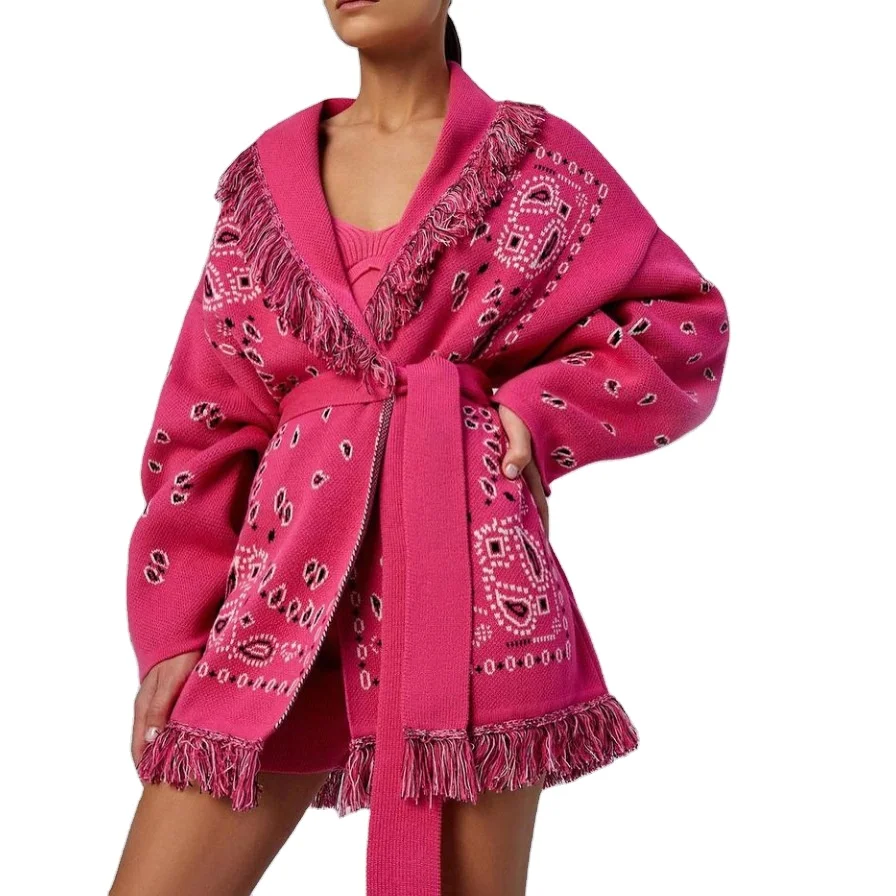

Hot-Selling Cotton Blended Cardigan Tassel Strap Fashion Unique High-Quality Casual Cardigan Women Jacket
