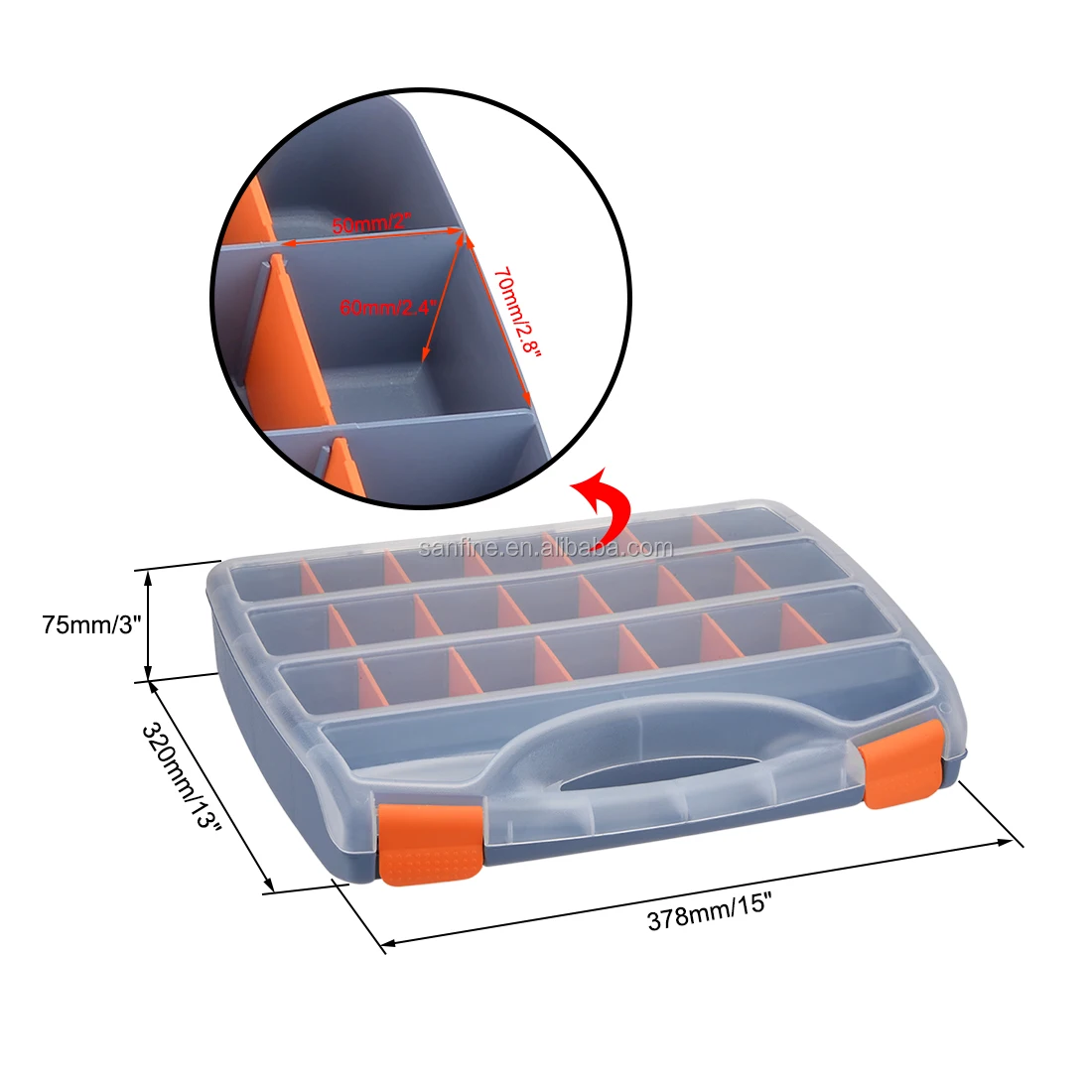 Portable Utility Plastic Tool Box Set With Tray And Organizers Includes ...