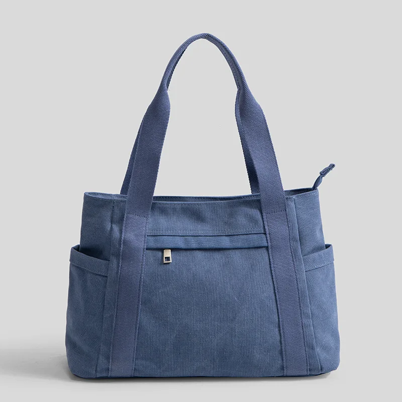 

2022 new wholesale large capacity canvas bags women vintage leisure tote shoulder bag handbag bolsos-para-mujeres-, Khaki,black,white,blue