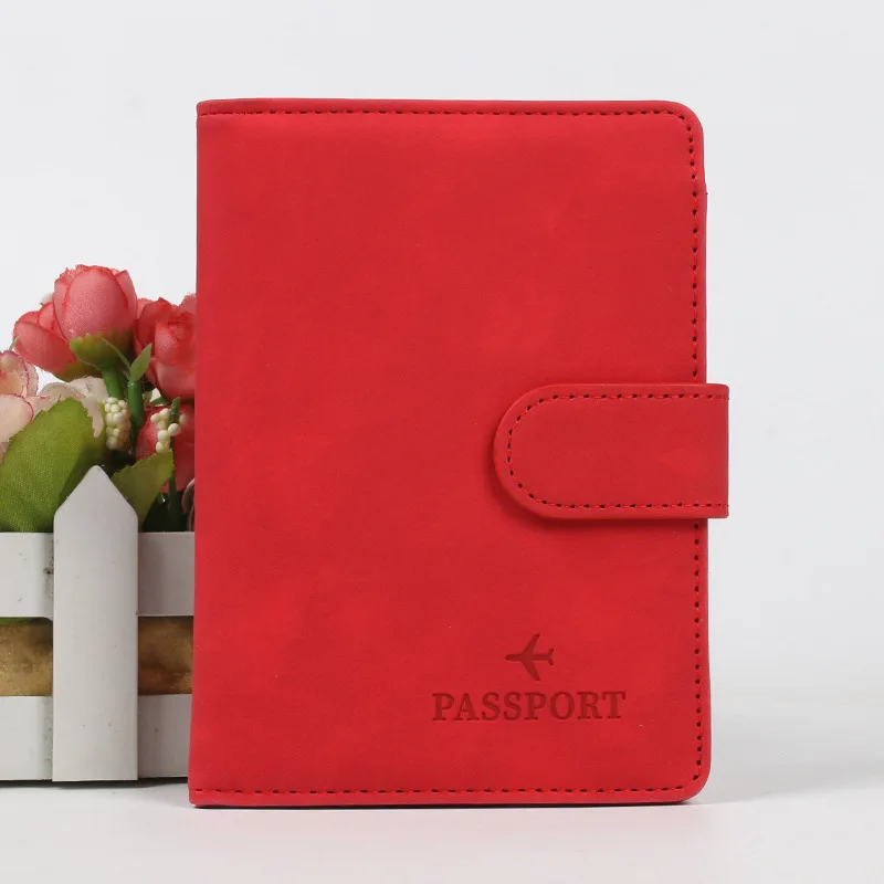 

Latest Released PU Leather Passport Holder ID and Name Card Holder Button Design Multi-Color Portable Passport Wallet