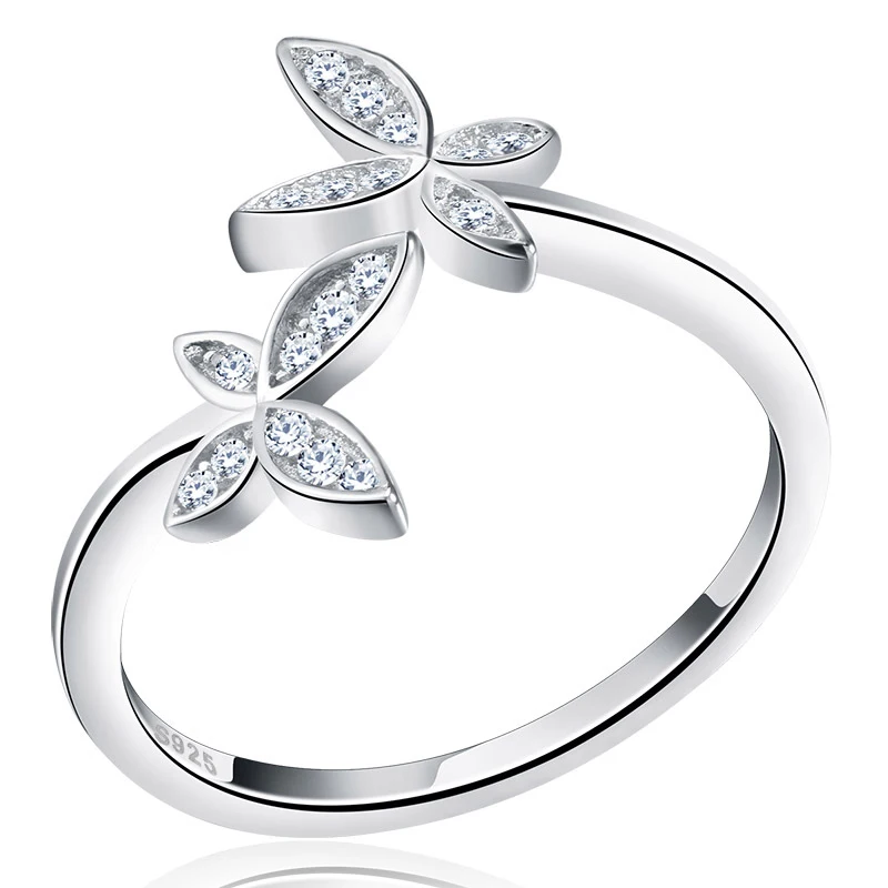

RINNTIN SR10 100% Real 925 Silver Adjustable Butterfly Ring