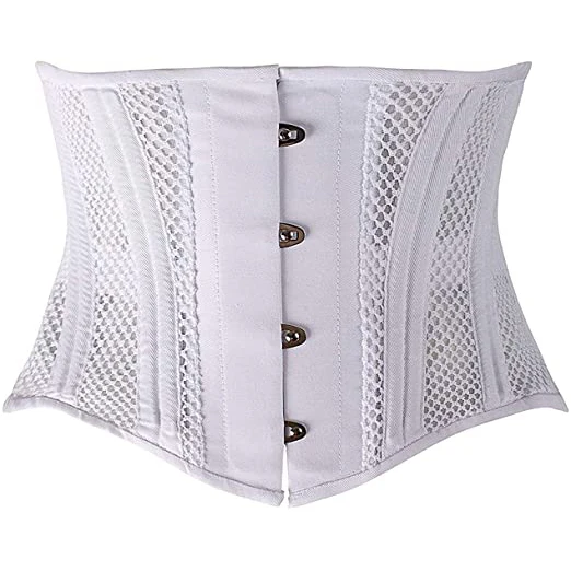 

Mesh Fashion Corset For Mature Women White Double Steel-Boned Heavy Duty Waist Training Corsets Shaper