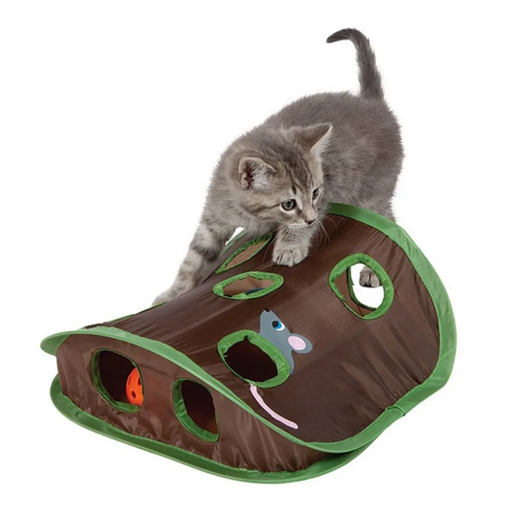 

9 Hole Pet Cat Mice Tunnel Tent Cats Playing Hide & Seek Collapsible Puzzle Exercise Mouse Hunt Toy Intelligence Game Toy