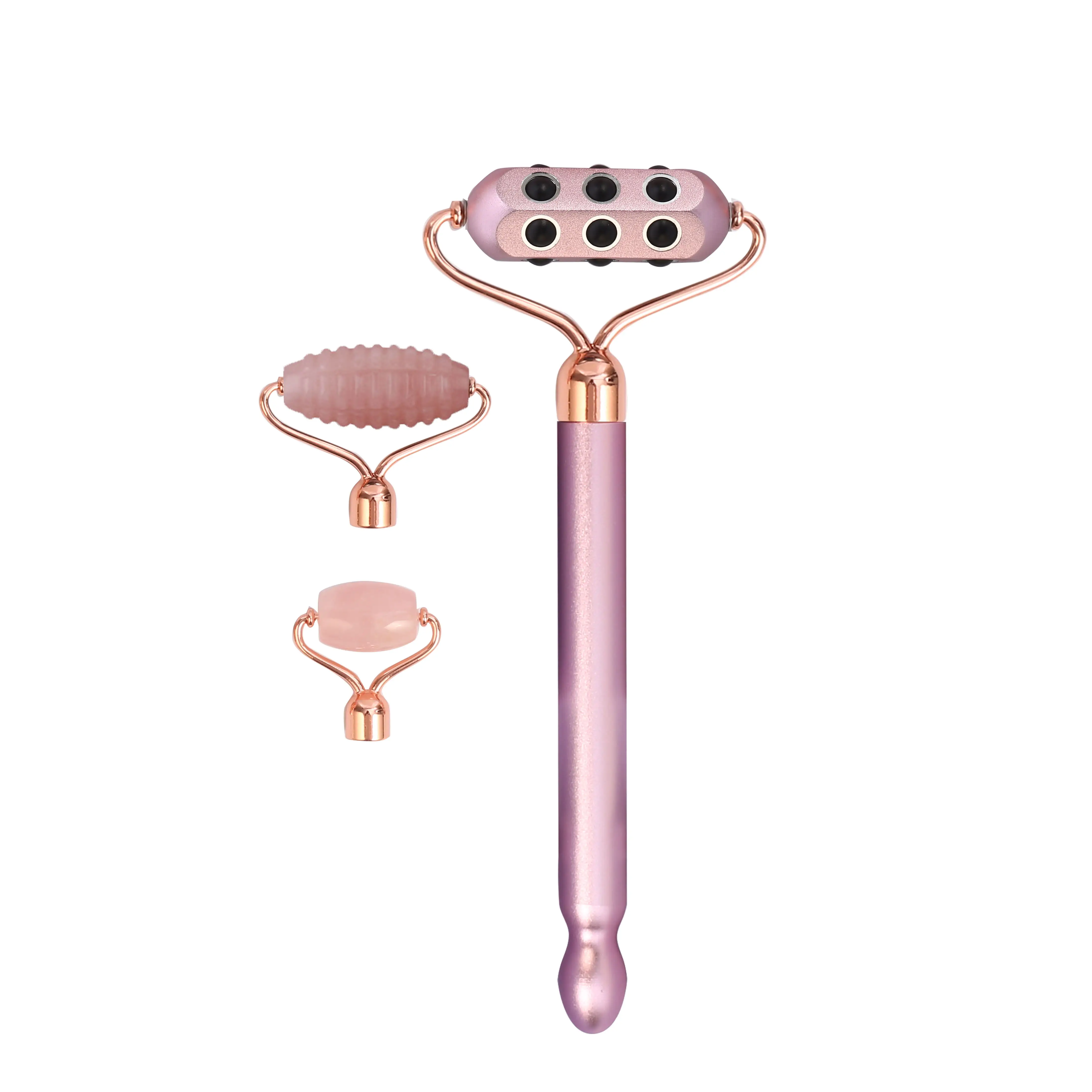

Hot selling 3 in 1 facial massager roller 18 germanium beauty roller set, Pink