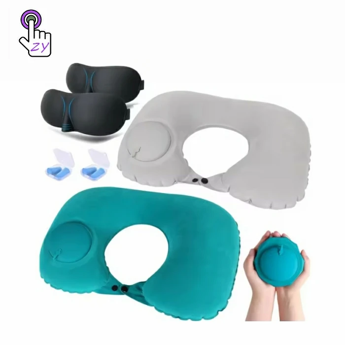 Promotional U-Shaped Lightweight Inflatable Travel Pillow Comfortable Car Headrest Positioner Easy to Use