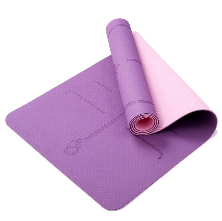 

Yiwu Natural Rubber Position Line Non Slip Carpet Mat Beginner Fitness Gymnastics Mats ECO Friendly Custom Pilates Yoga Mat, Purple/pink/blue