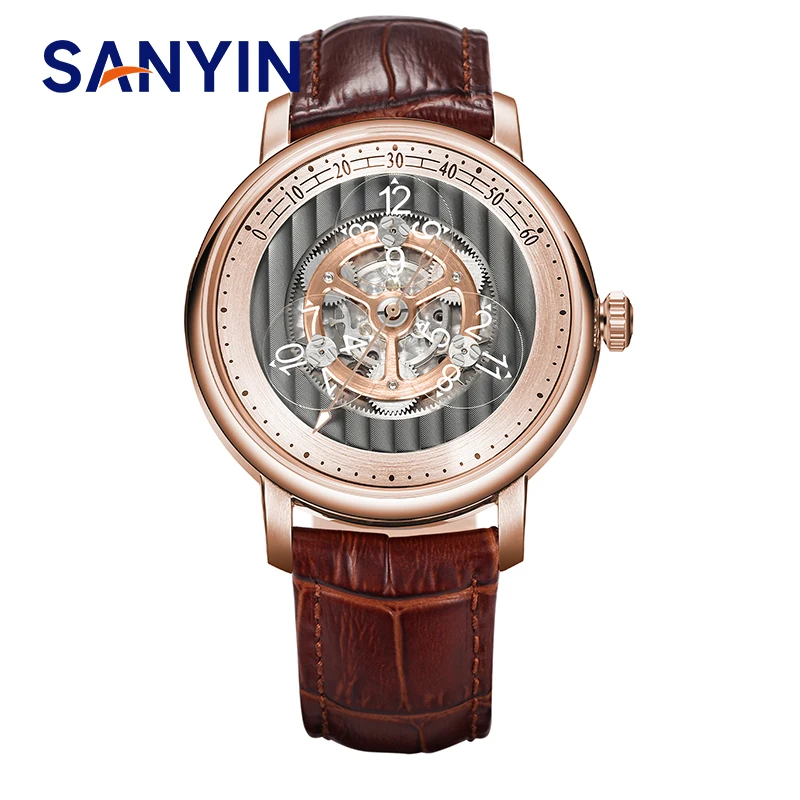 

RTS Fashion Classic Automatic Mechanical Watches Sapphire Mirror Glass Stainless Steel Case Wandering Hour Mechanical Watches