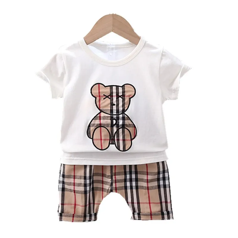 

Boys' summer suit 2021 new summer style 1-3-4 children's fashion foreign baby short sleeve two-piece trend