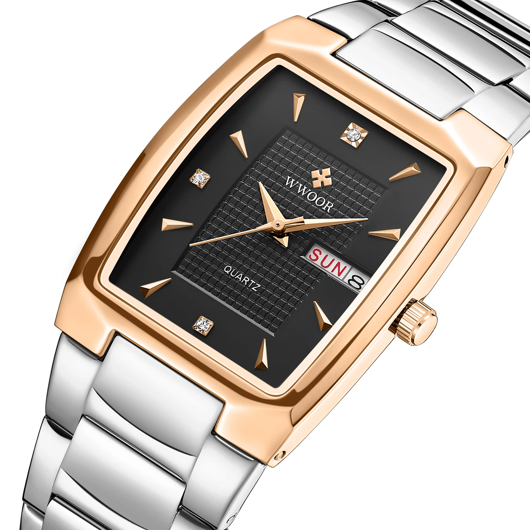 

Luxury Stainless Steel Quartz Men Watch Waterproof Week Date Business Wristwatch, 8 color