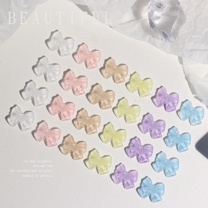 

3D Colorful Bow Nail Charms Flowers Nail Art Designs Colorful Acrylic Nail Decoration Accessories