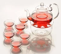 

Hand made heat resistant transparent glass teapot tea set with handle is 600ml