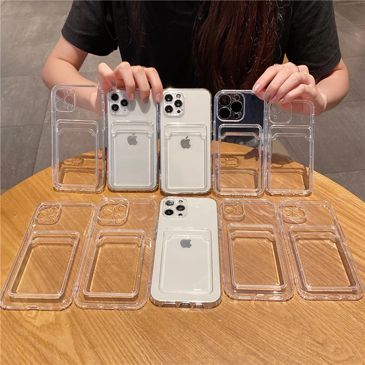 

Clear card holder soft tpu phone case for iphone 13