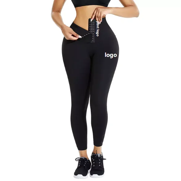 

2021 High Waist Custom Logo Adjustable Hooks Waist Trainer Leggings Gym Yoga Pants Butt Lifter Compression Sport Women, Picture