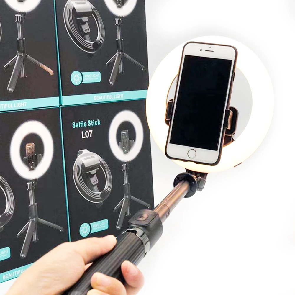 New Model Portable Light detachable L07 Tripod BT shutter Selfie Stick With 5 inch Adjustable Brightness Fill Ring Led Light