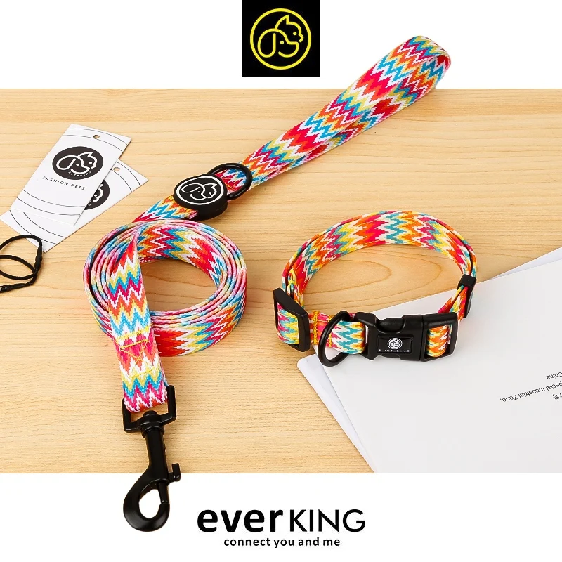 

FunPet Rubber Logo Outdoor Walking Dog Collar and Leash Set, 4 colors