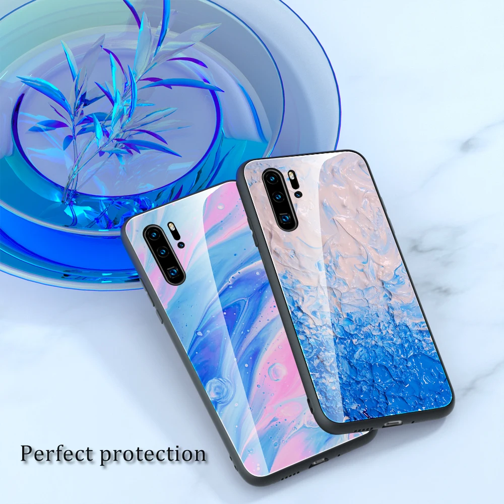 

Luxury Marble Glass Phone Case For Huawei P9 P10 Lite P20 P40 Pro P30 Lite Nova 2 3 3i 5T P SMART Z Plus 2019 Cover Case Coque