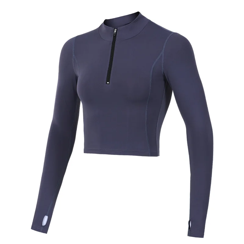 

Fitness Workout Sportswear Yoga Tops Running Jacket Women Long Sleeve Zipper Sports Shirt Quick Dry Jogging Crop Top