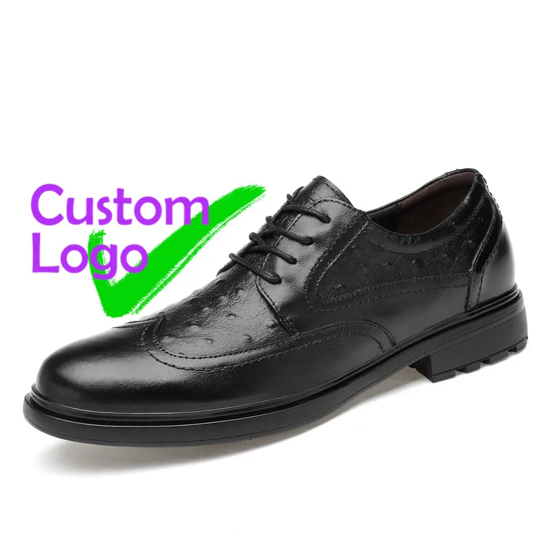 

Pointed Casual Leather Shoes Men Breathable Grain Shoes Leather Men Cow Customized Formal Leather Shoes Large Size Daddy Black
