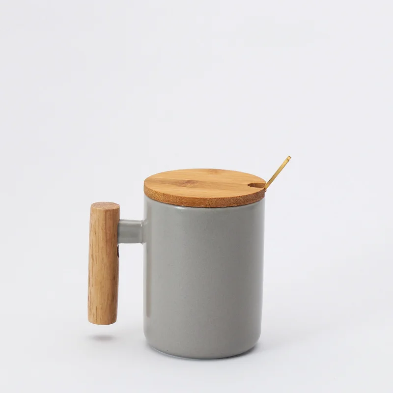 

BPA Free Ceramic Porcelain Coffee Mug Travel Cups With Wood Handle