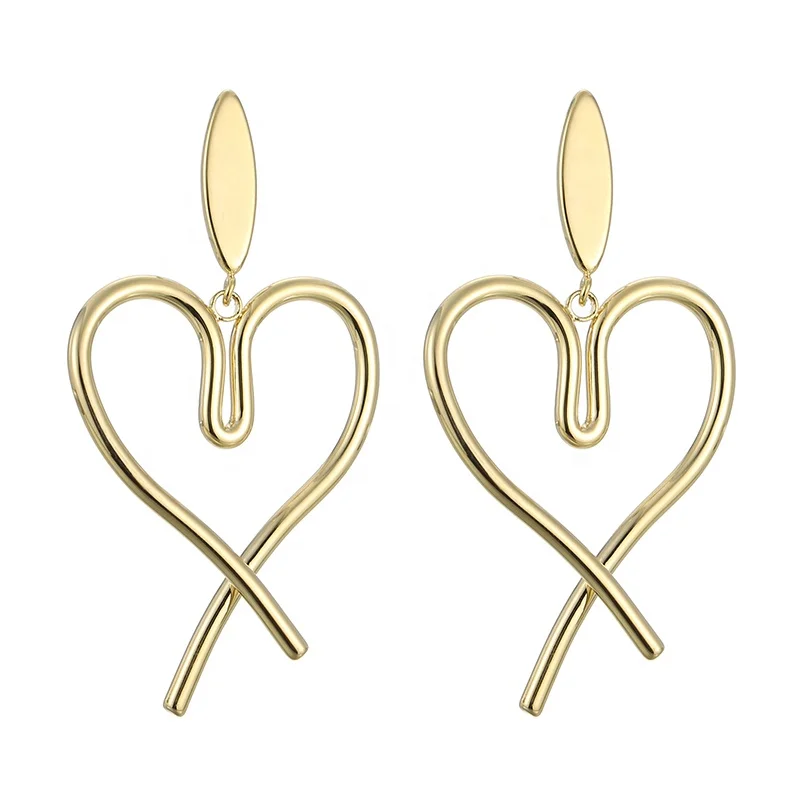 

ONYSS Gold Jewelry Heart Shape Stainless Steel Simple Design Stud Earrings 2021