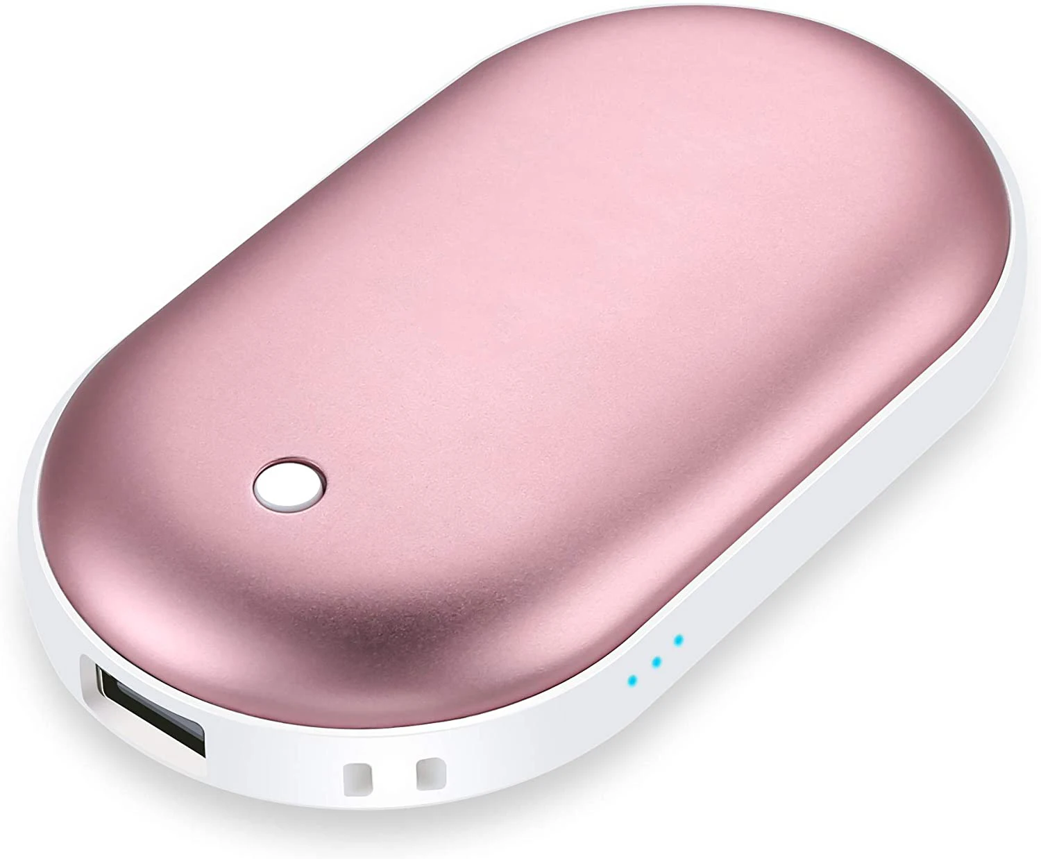 

2-In-1 Compact Portable Hand Warmer Rechargeable Power Bank on Winter Gift Women Men, Pink blue