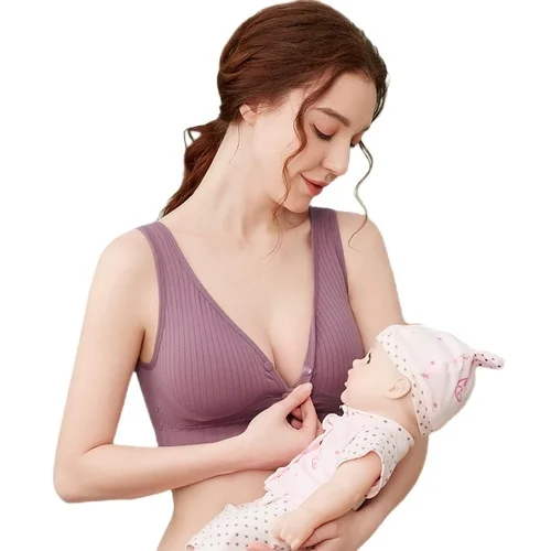 

Women Plus Size Front Open Button maternity bra Cotton Feeding gathered Nursing bra Pregnant Maternity Breast feeding Bra