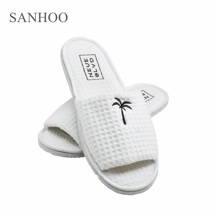 

SANHOO Cheap Wholesale Personalized Men Slippers Washable Disposable White Waffle Hotel Guest Room Slippers, White or customized