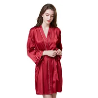 

Wholesale Womens Satin Robe Ladies Short Silky Kimono Bathrobe Bridesmaids Wedding Party Pajamas Sleepwear