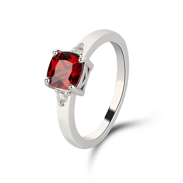 

Fashion Custom Luxury Women's Engagement Anniversary Rings Ruby 925 Sterling Silver Ring