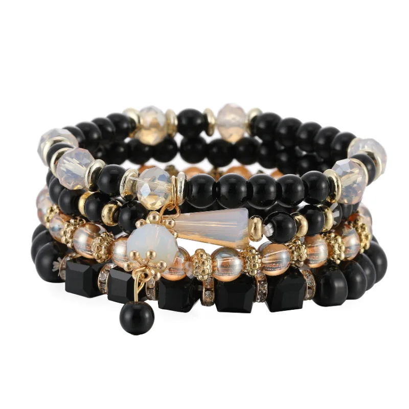 

Wholesale Bohemian Multilayer Elastic Rope Bracelet Color Crystal Bead Bracelet Women