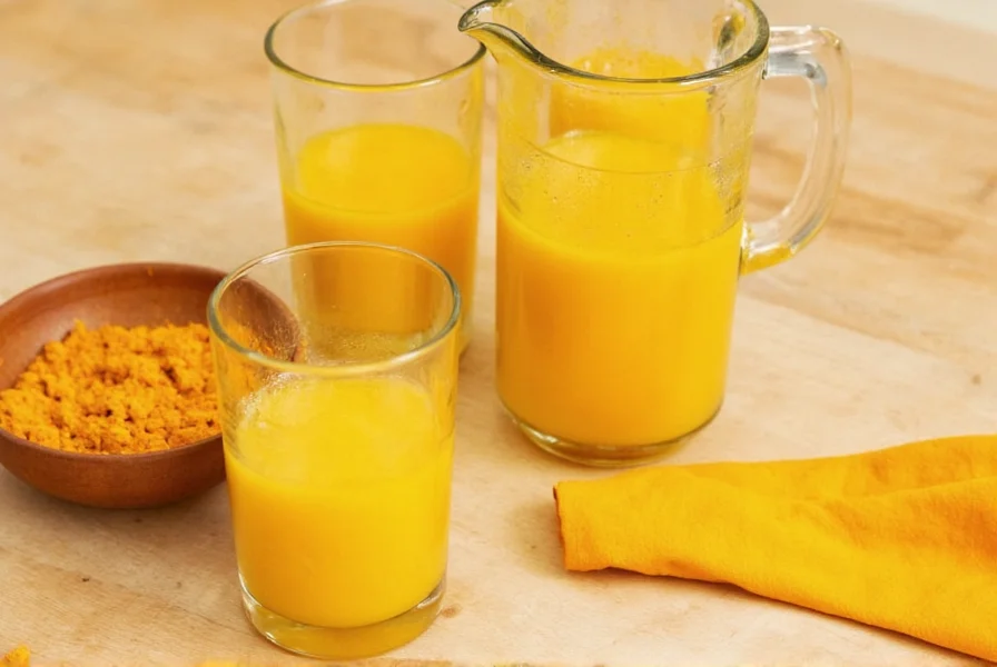 Turmeric shots stored in small glass bottles in refrigerator