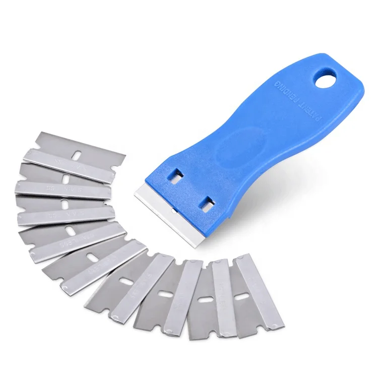 

High Quality Plastic Handle Film Sticker Remover Cleaning scraper with 10pcs Blade