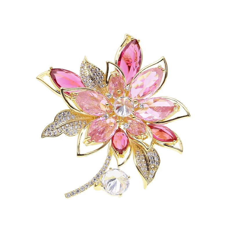 

XILIANGFEIZI Korean Fashion High Quality Women Suit Accessories Corsage Luxury Zircon Crystal Pin Flower Brooches, Colors