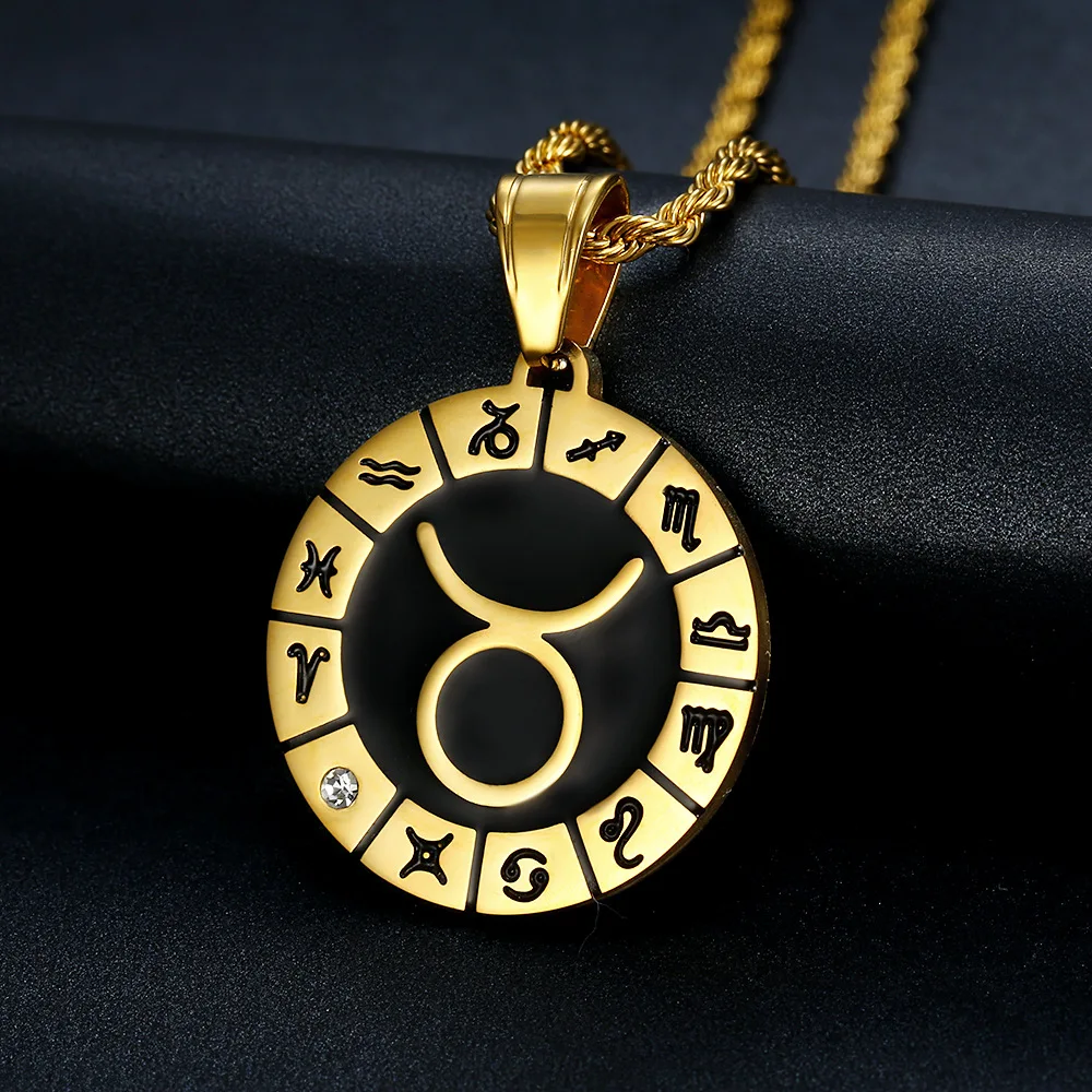 

High Quality Leo 12 Necklace Birthday Gifts Gold Color Stainless Steel Amulet Pendant Zodiac Sign Jewelry For Girls