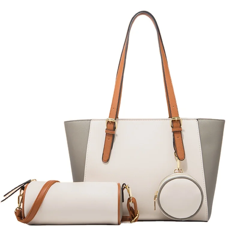 

Hot Sell Large Capacity 3pcs Handbags Set PU Leather Shoulder Bag Fashion Tote, Picture