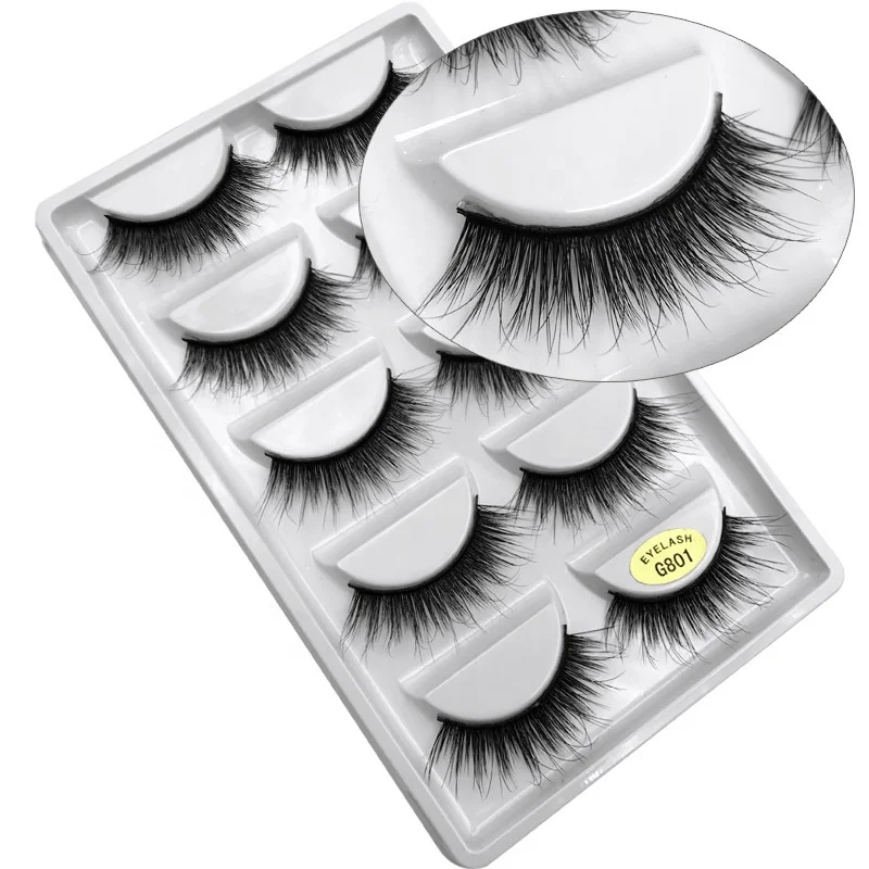 

Wholesale 5 pairs Cruelty Free Real Mink Lashes 3D False Mink Eyelashes, Black