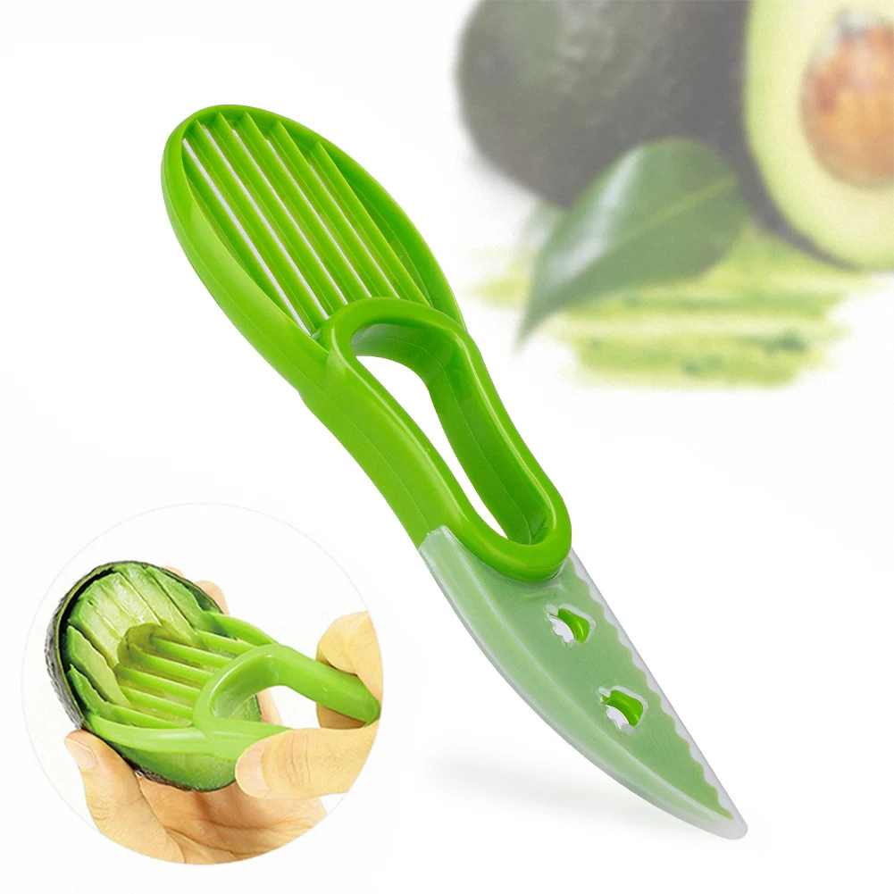 

3 In 1 Avocado Slicer Shea Corer Butter Fruit Peeler Cutter Pulp Separator Plastic Knife Kitchen Vegetable Tools Home Accessory, As photo