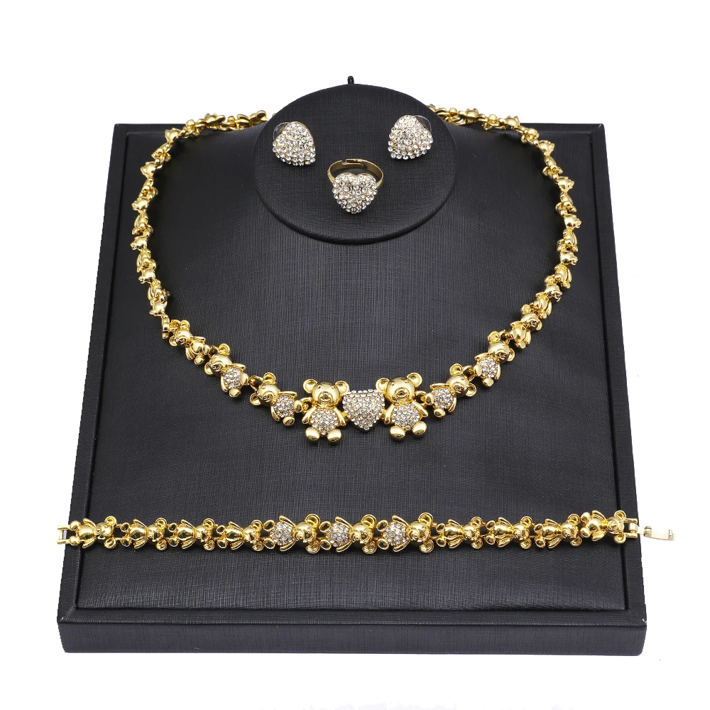 

Mix style Teddy bear necklace set 18k gold filled xoxo set jewelry sets for women