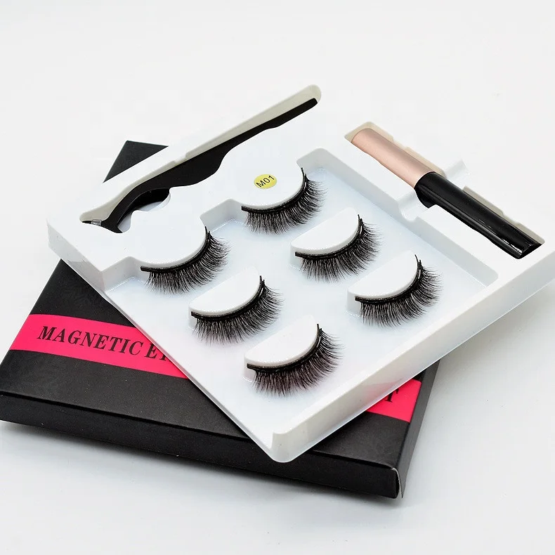 

Factory price natural&small lashes private label eyeliner false eye lash magnetic eyelashes, Black