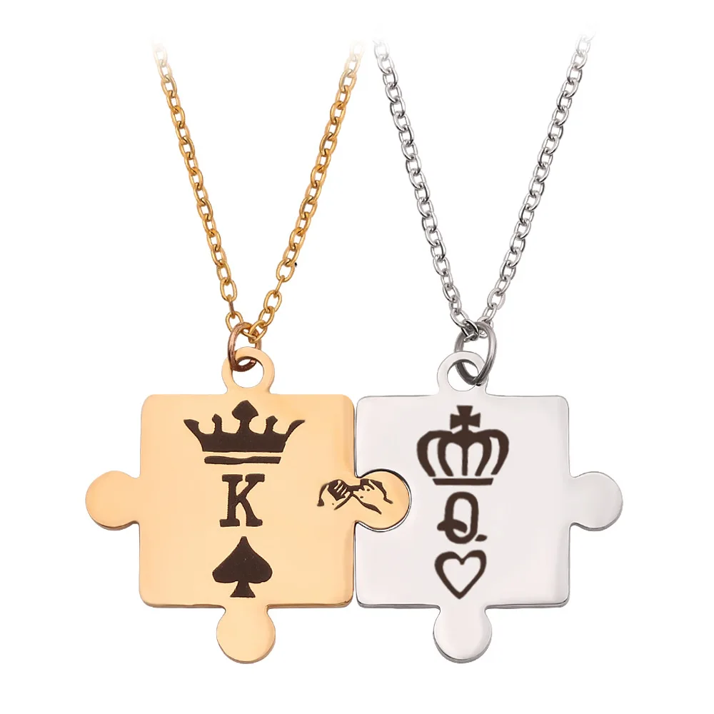 

Couple necklace king queen crown stainless steel pendant king queen pair of jewelry wholesale