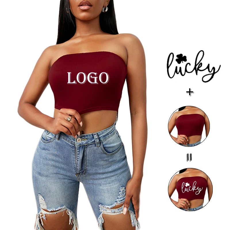 

2022 Custom Fashionable Off Shoulder Strapless Plain Sleeveless Blouse Tops Woman Sexy Crop Tube Top, As picture