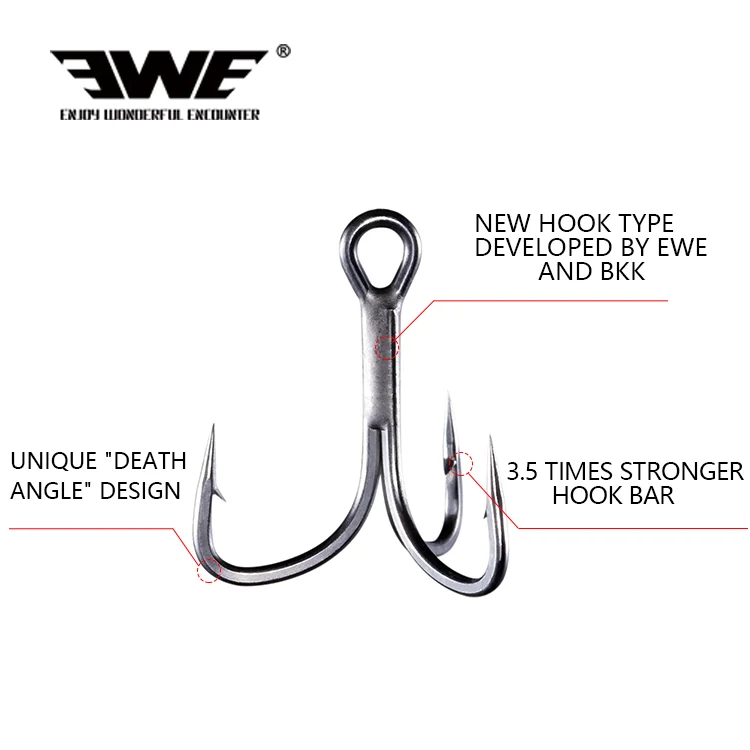 

EWE Treble Fishing Hooks Triple High Strength High Carbon Steel Rock Ocean Beach Customized Packing Boat PCS Origin Type Shape