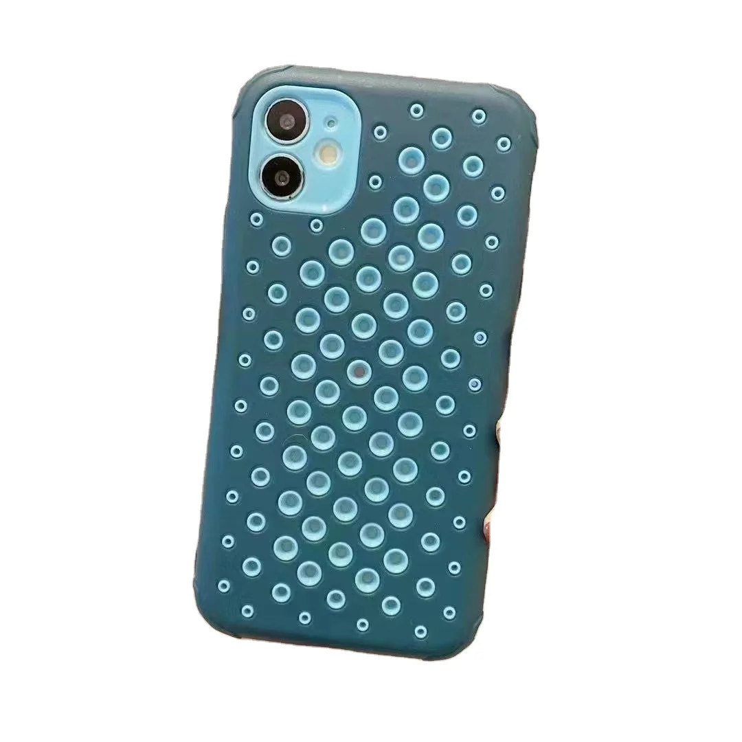 

Mobile Phone Case Cover PC TPU Protective Breathable Backhole Irregular Wave Point Composite Contrast Color, 8colors