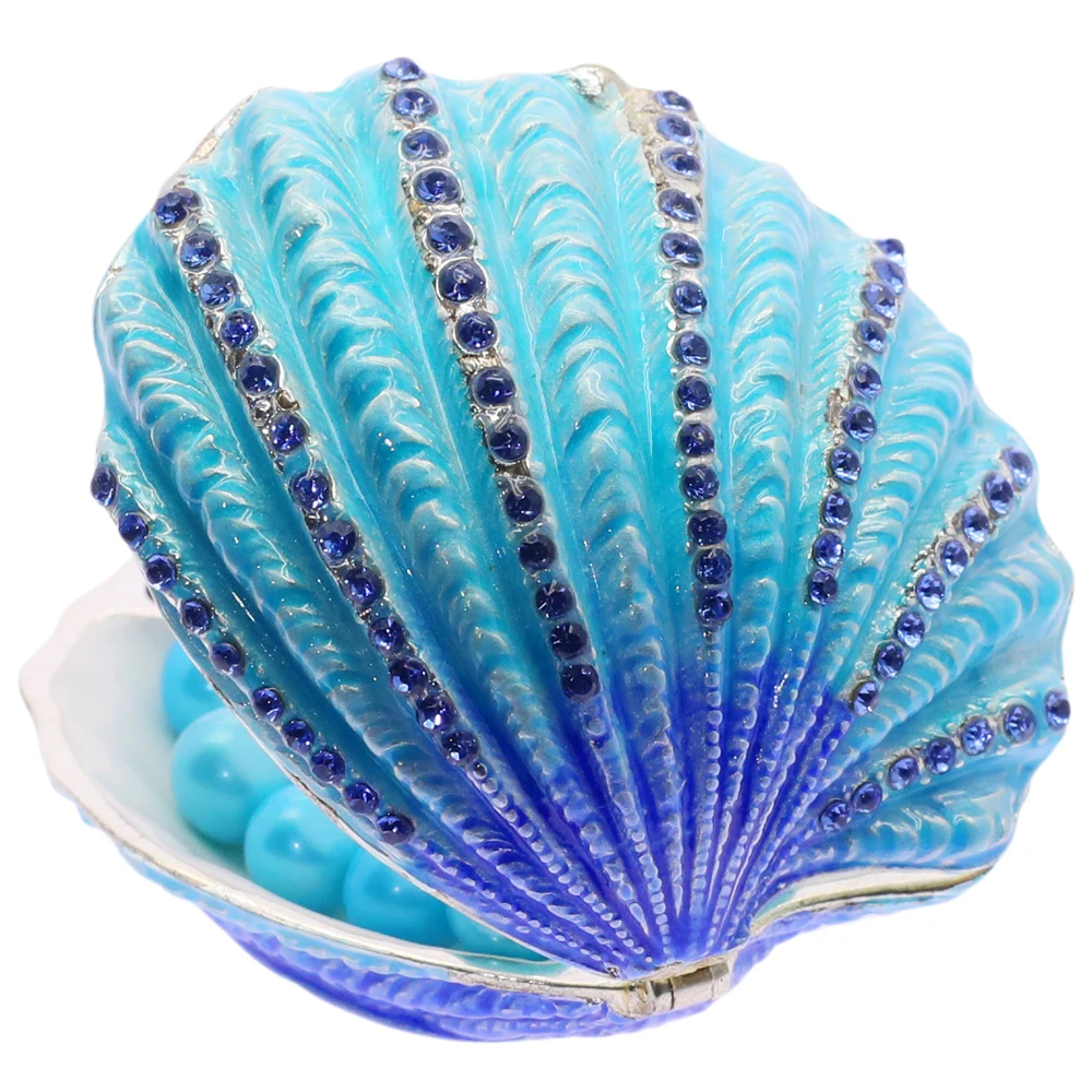 

Alloy Diamond Earrings Box Jewelry Box Small Shell Shape Mother's Day Gift, Decoration Surprise