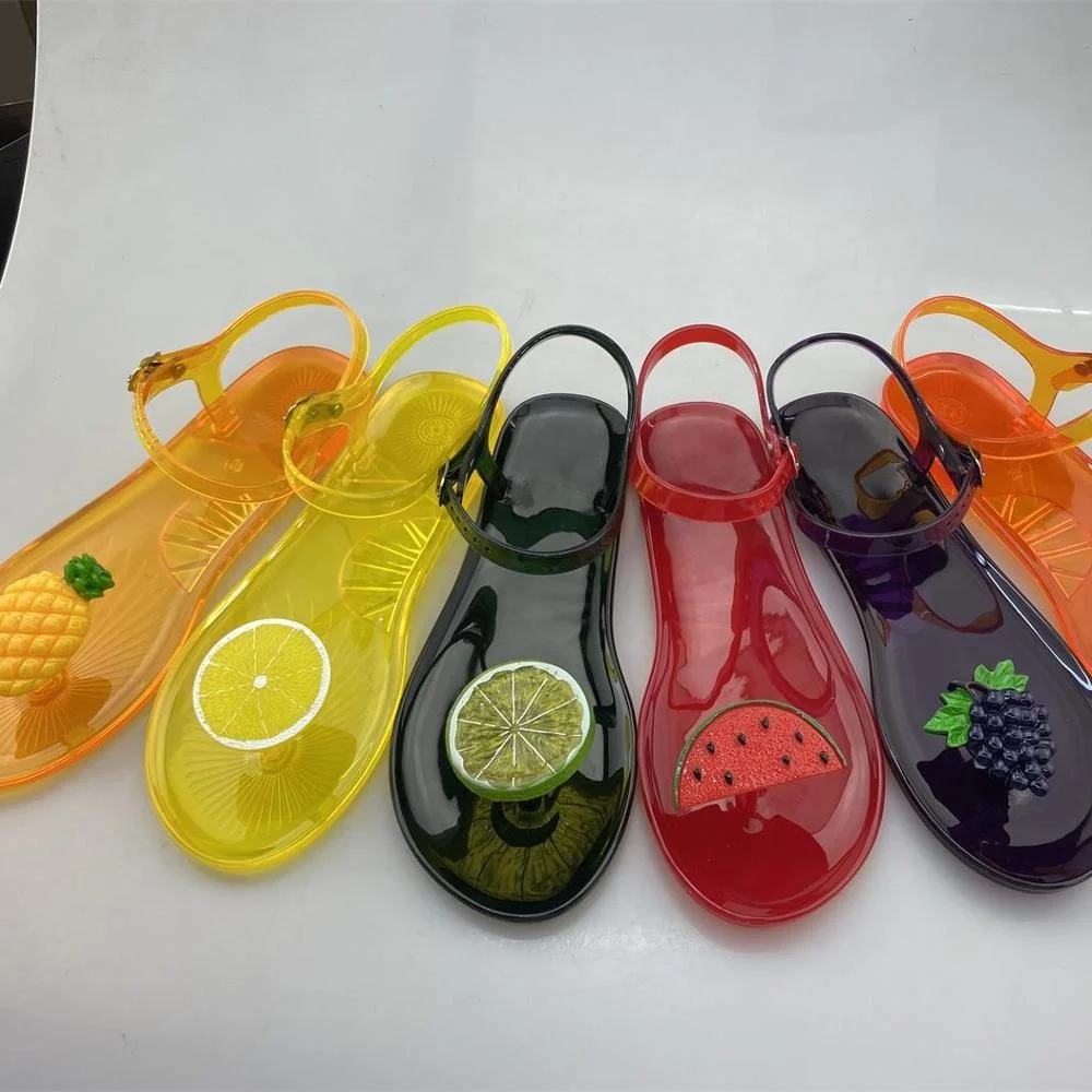 

2020 transparent pvc jelly fruit all color women flip flops slide sandals for women and ladies flat slippers ankle strap summer