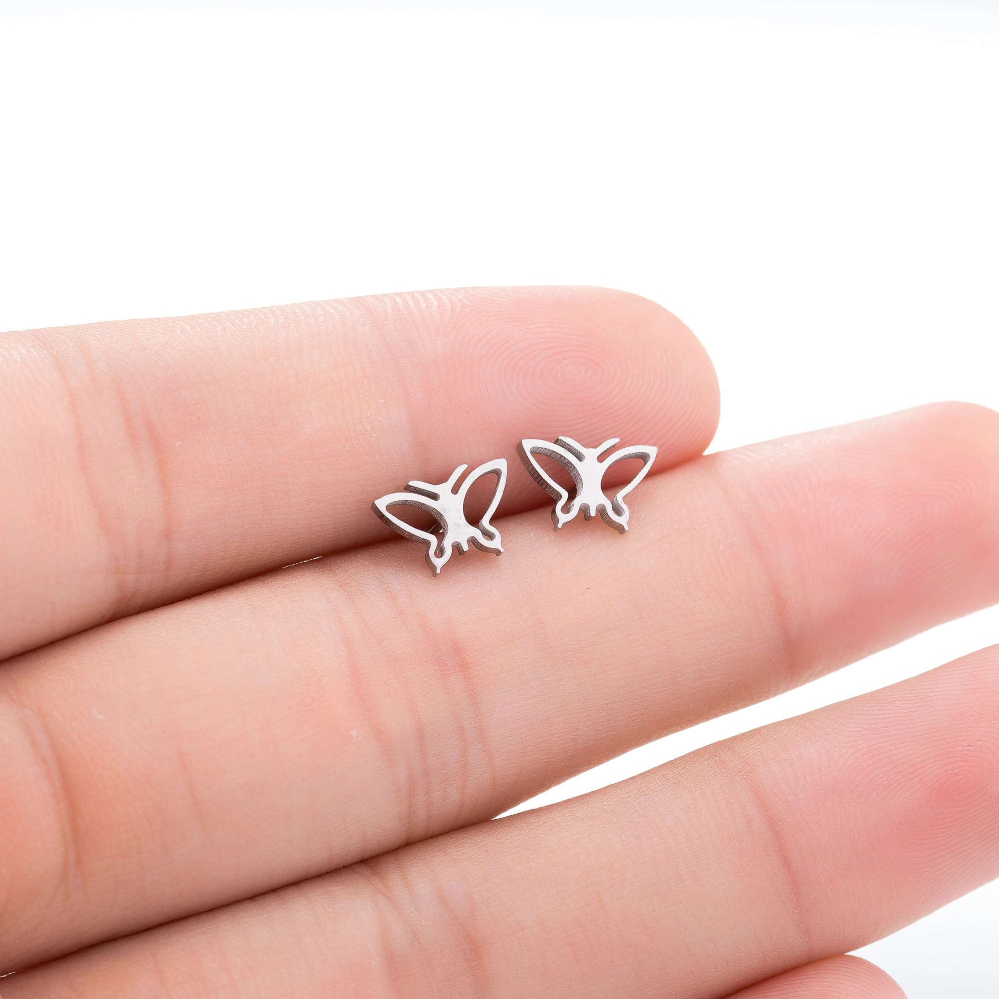 

Wholesale Fashion Black Plated Earring Stainless Steel Women'S Butterfly stud Earrings