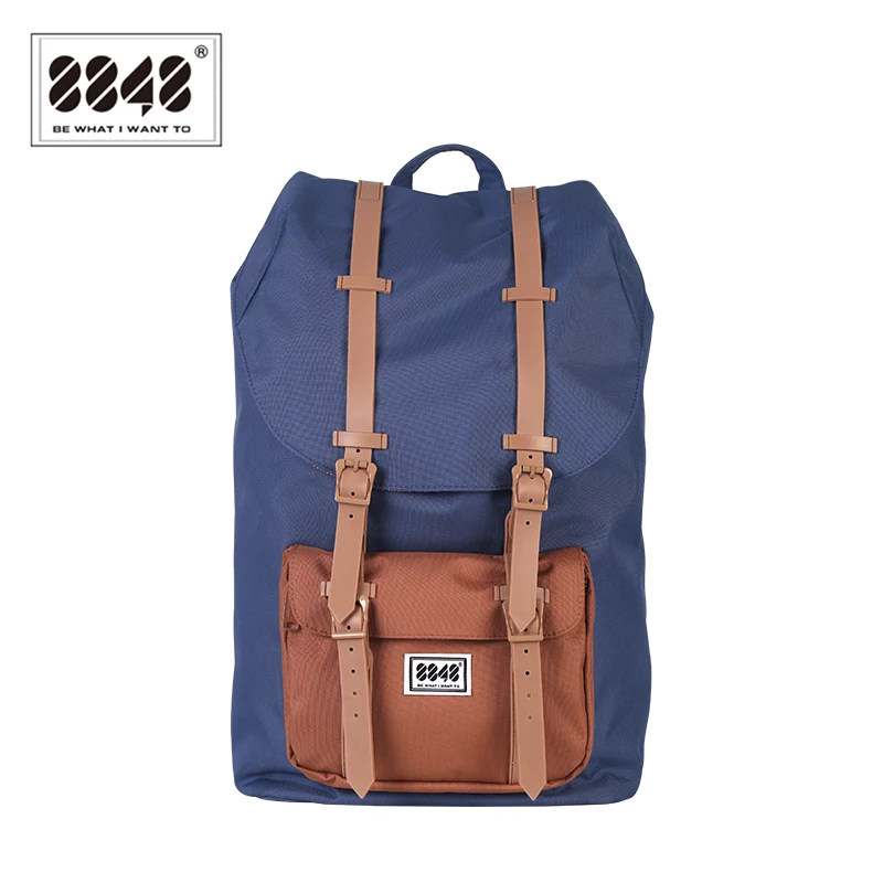 

Brown and Blue Mixed Color Canvas Backpack Men Large Travel Back pack Laptop Bag Hiking Causal Daypack Rucksack